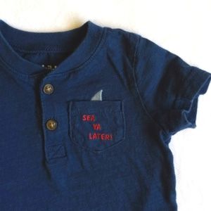 child of mine by carter's navy blue pocket henley t-shirt 3-6 months baby boy